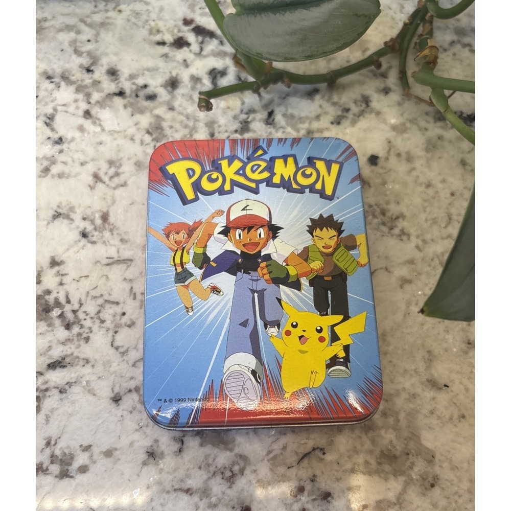 Vintage Pokemon Playing Cards Tin 1999 Nintendo Bicycle Pikachu 54 Cards